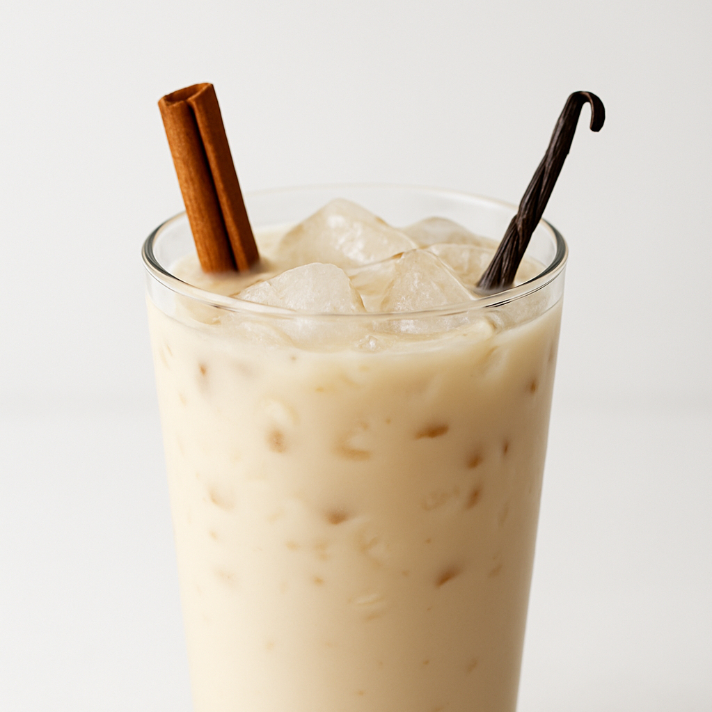 Fresh homemade horchata drink at El Padrino Restaurant in Calgary, AB